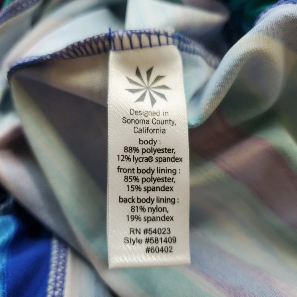 Athleta Tinker Tank Racerback Striped‎ Swim Tankini Swimsuit Top Blue Purple